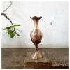 Peacock etched unique wave top Bud vase golden brass