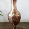 Peacock etched unique wave top Bud vase golden brass - Image 2