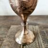 Peacock etched unique wave top Bud vase golden brass - Image 3