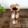 Peacock etched unique wave top Bud vase golden brass - Image 4