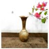 English ribbed bud vase golden bronze heavy cast