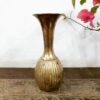 English ribbed bud vase golden bronze heavy cast - Image 2
