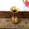 English ribbed bud vase golden bronze heavy cast - Image 6