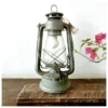 Vintage Hurricane lantern with electric bulb fitting pastel grey colour working model - Image 2