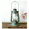 Vintage Hurricane barn lantern with electric bulb fitting, original pastel blue colour working model
