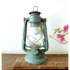 Vintage Hurricane barn lantern with electric bulb fitting, original pastel blue colour working model - Image 2