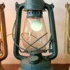 Vintage Hurricane barn lantern with electric bulb fitting, original pastel blue colour working model - Image 4