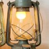 Vintage Hurricane lantern with electric bulb fitting pastel grey colour working model - Image 4