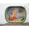 Art tray Krishna teaching Radha to play flute enamel paint - Image 2
