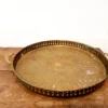 Classic brass round tray with floral etched jalli work - Image 9