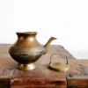 Ganga jal kamandal ornate etched lidded with holder - Image 9