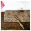 Rare fish engraved bell metal twin prong Mykodhi/ Hair untangler