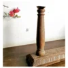 Ornate Burmese teak aghal vilakku maadam with brass lamp