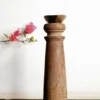 Ornate Burmese teak aghal vilakku maadam with brass lamp - Image 4