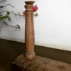 Ornate Burmese teak aghal vilakku maadam with brass lamp - Image 7