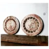 Vintage brass peacock wall plate set of two fully embossed etching
