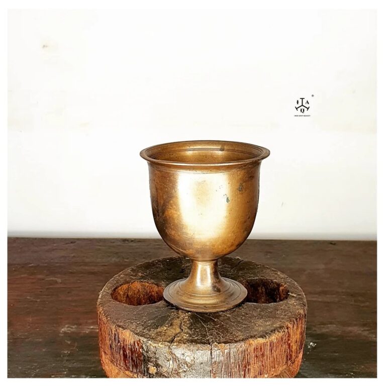 Classic footed sandal chalice casted golden bronze