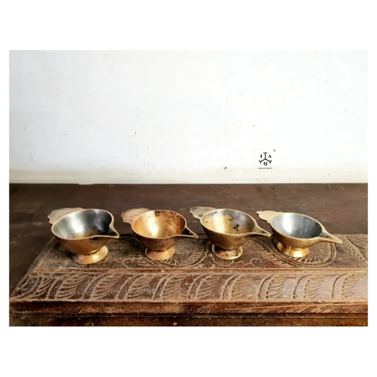 Assorted baby milk and meds feeder Sangadai/ Paaladai set of four golden brass