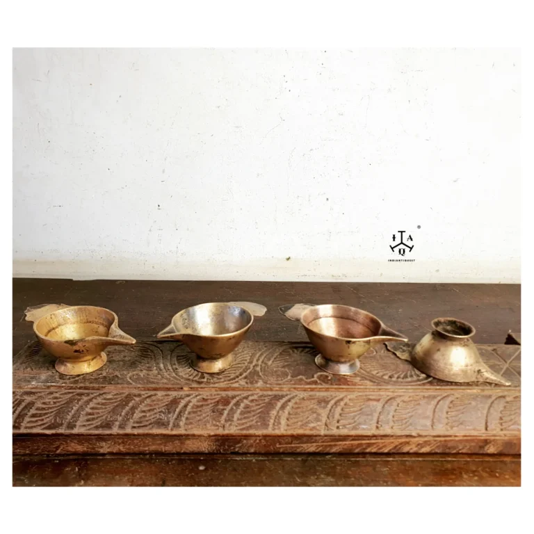 Assorted brass baby milk and meds feeder Sangadai/ Paaladai set of four