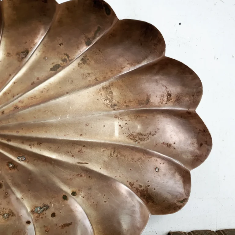 English lotus leaf inspired oval platter, golden bronze - Image 6