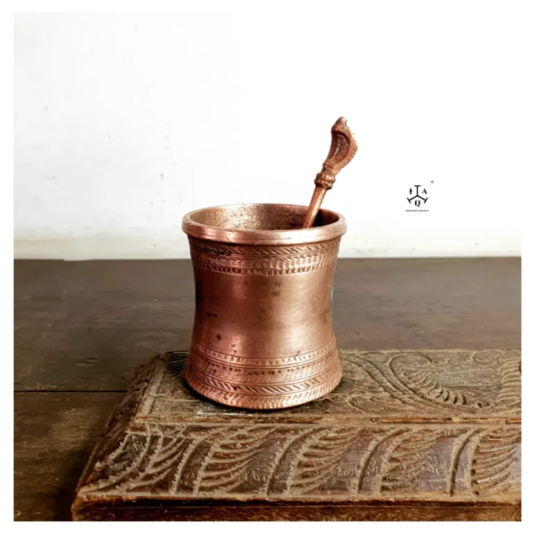 Copper Panchapatra with Sarpa Udarani/ Holy water container with hooded serpent dispenser