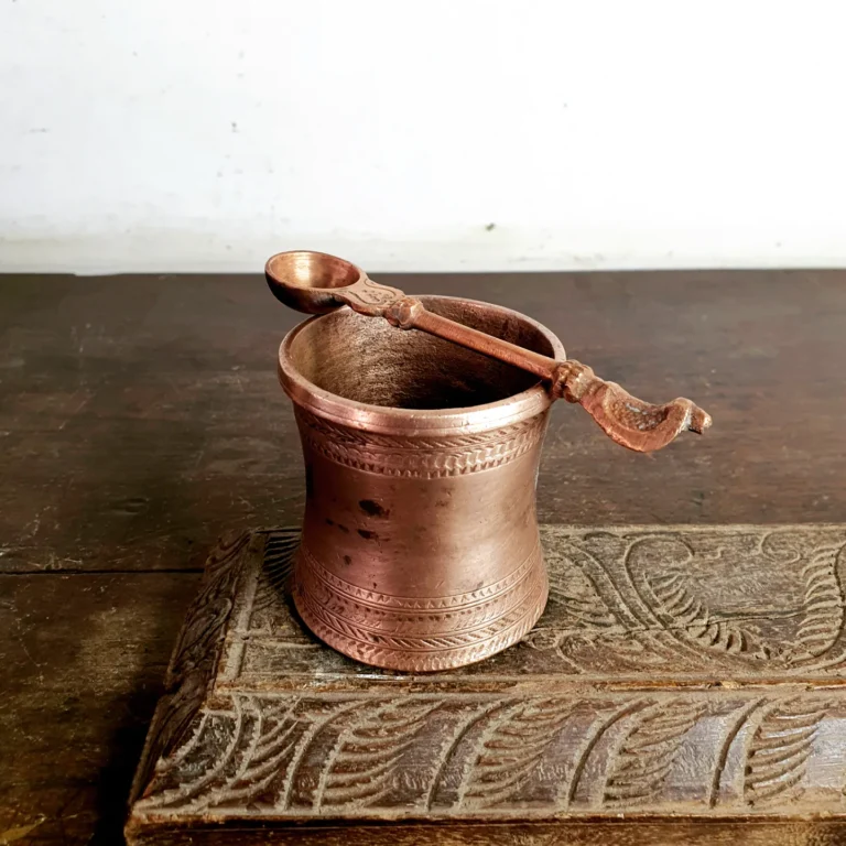 Copper Panchapatra with Sarpa Udarani/ Holy water container with hooded serpent dispenser - Image 3