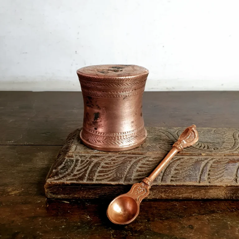 Copper Panchapatra with Sarpa Udarani/ Holy water container with hooded serpent dispenser - Image 7