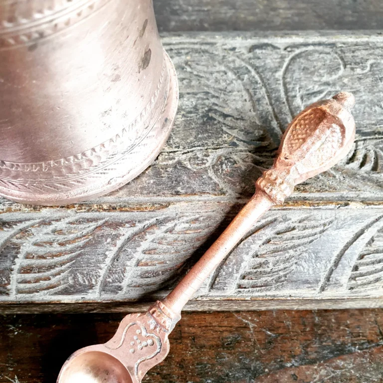 Copper Panchapatra with Sarpa Udarani/ Holy water container with hooded serpent dispenser - Image 8