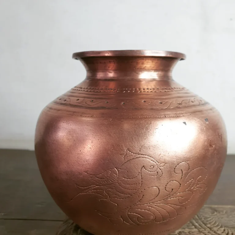 Copper Kili sombu medium size/ Parrot etched pot heavy cast - Image 6