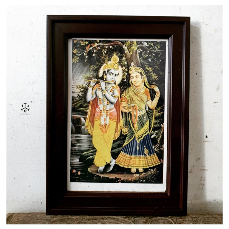 Radhe Krishna original framed lithograph portrait