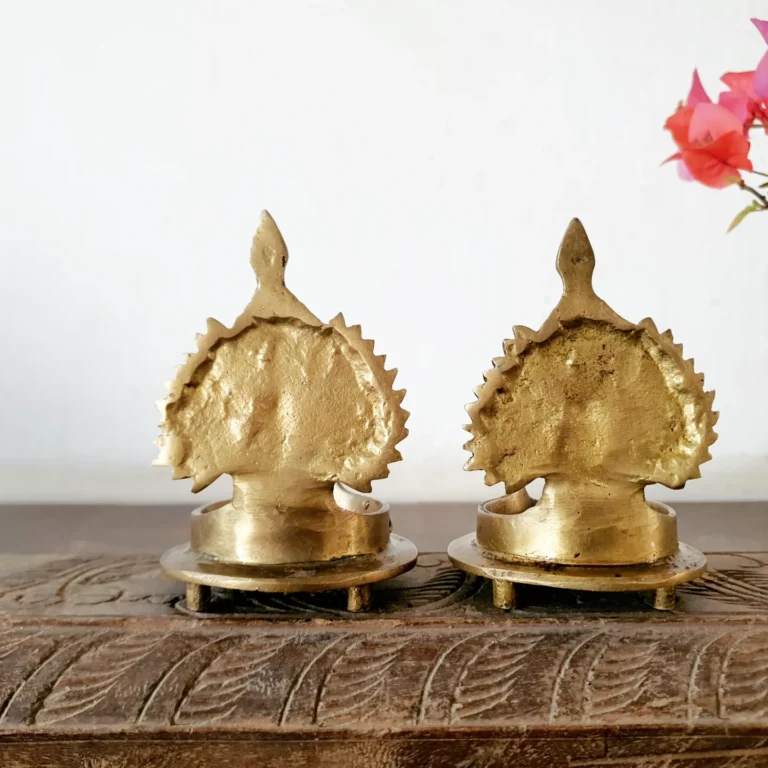 Rare Perumal Lakshmi Lamp set footed model - Image 9