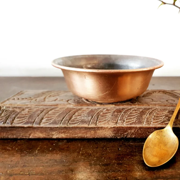 Chutney basin with chutney spoon superior golden brass with tin lining - Image 3