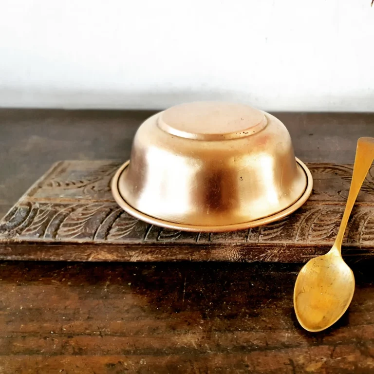 Chutney basin with chutney spoon superior golden brass with tin lining - Image 6