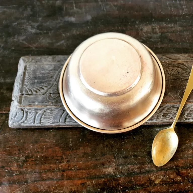 Chutney basin with chutney spoon superior golden brass with tin lining - Image 7