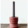Chettinadu Burmese teakwood Mortar coloured with Ochre colour Vegetable dye, unique colour turned ring pattern side with Rosewood Pestle