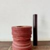 Chettinadu Burmese teakwood Mortar coloured with Ochre colour Vegetable dye, unique colour turned ring pattern side with Rosewood Pestle - Image 4