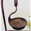 Rare Maada Naambi pedestal lamp golden bronze with iron holder mounted on Burmese teak base - Image 3