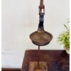 Rare Maada Naambi pedestal lamp golden bronze with iron holder mounted on Burmese teak base - Image 6