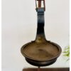 Rare Maada Naambi pedestal lamp golden bronze with iron holder mounted on Burmese teak base - Image 7
