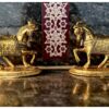 Pair of novelty white metal Vasthu Lucky horses with gold coating