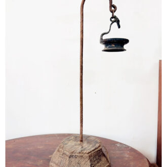 Kerala Bronze Horse lamp/ Kudirai Vilakku mounted on wooden base