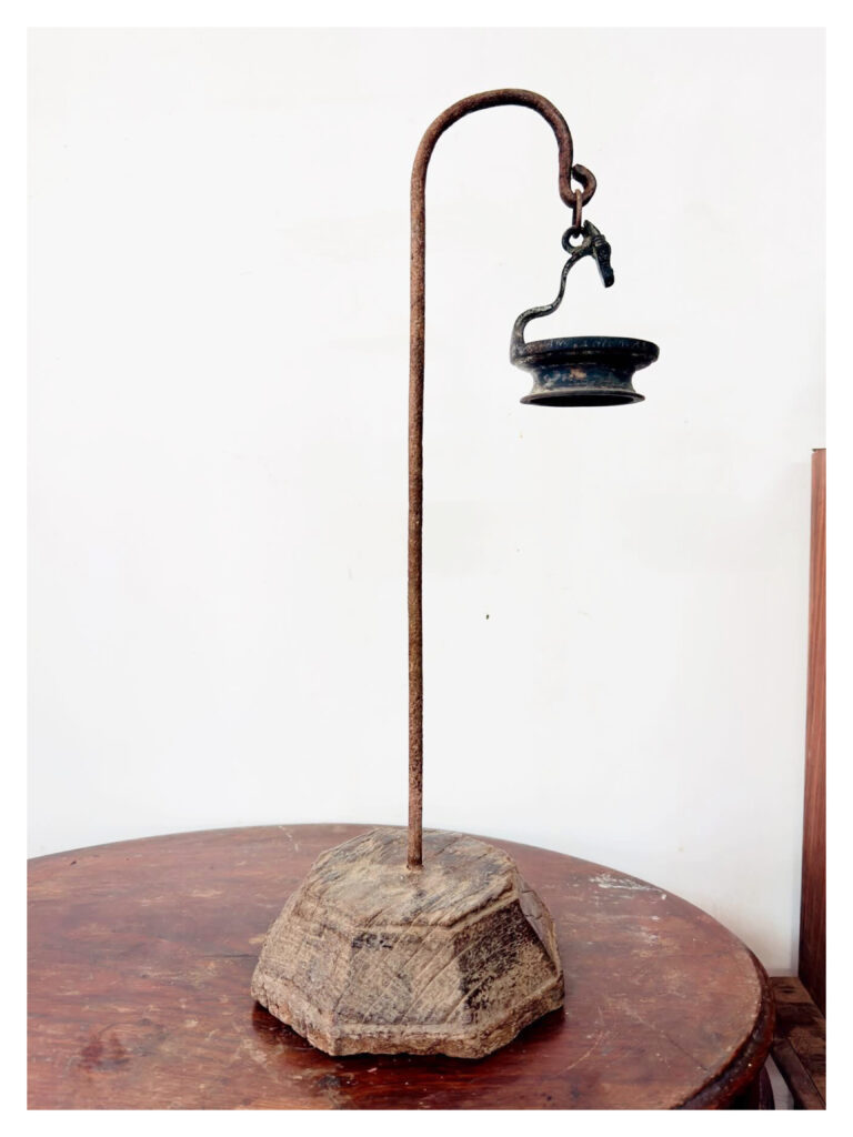 Kerala Bronze Horse lamp/ Kudirai Vilakku mounted on wooden base