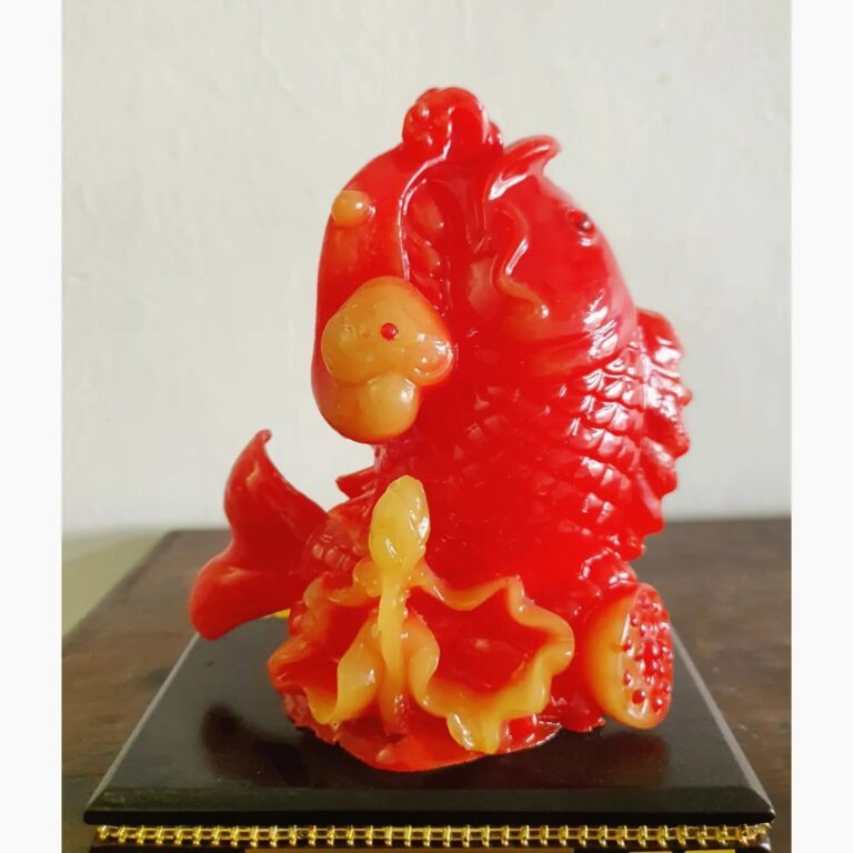 Feng shui Red Carp leaping out of strong current biting on a pearl - Image 2