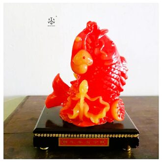 Feng shui Red Carp leaping out of strong current biting on a pearl