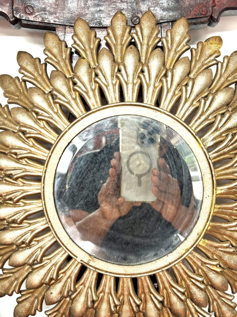Vintage Sunburst Mirror frame from Italy with Belgian Border raised mirror - Image 3