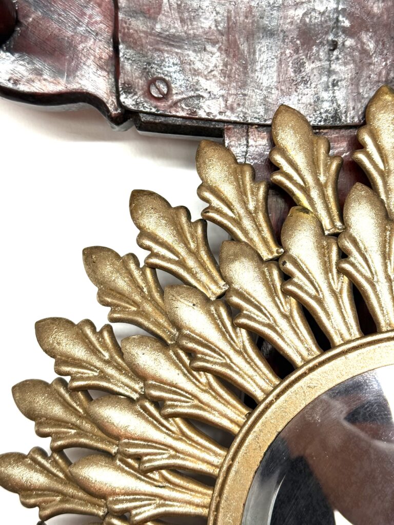 Vintage Sunburst Mirror frame from Italy with Belgian Border raised mirror - Image 5