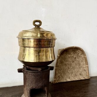 Antique Golden brass Kongunadu Idly steamer unused 6 inundations to make 6 idlys