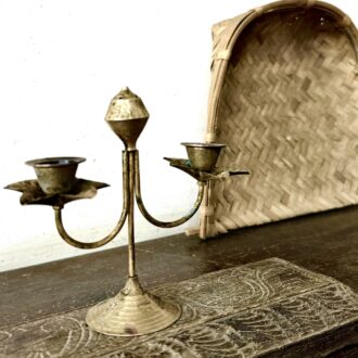 Classic brass twin candle bars with incense burner