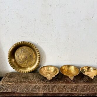 Aghal Vilakku assorted set of three golden brass lamps