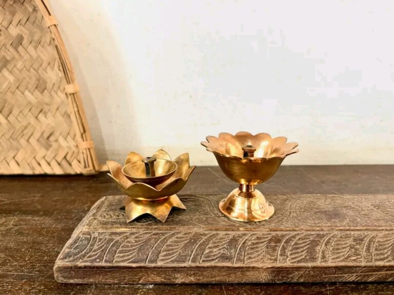 Lotus Diya’s assorted set of two golden brass
